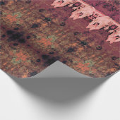 Vintages Stammmuster Brauner Pink Bull Kuh Skull Geschenkpapier (Ecke)