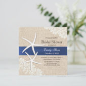 Vintages Starfish Rustikales Brautparty Einladung (Stehend Vorderseite)