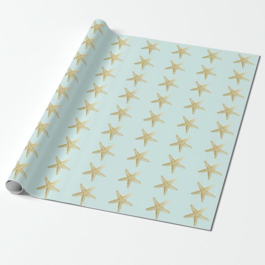 Vintages Starfish-Skizze-Aqua Geschenkpapier (Ungerollt)