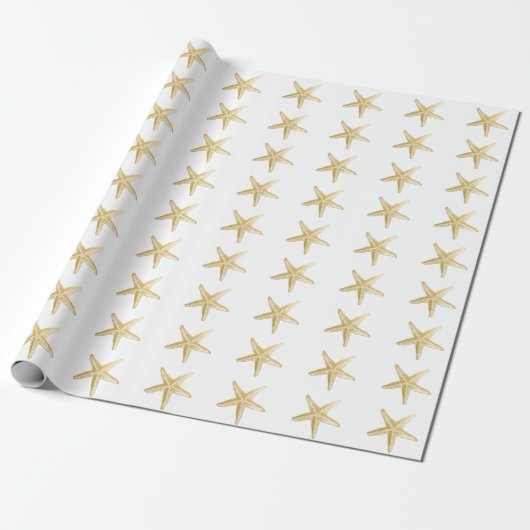 Vintages Starfish-Skizze-Weiß Geschenkpapier (Ungerollt)
