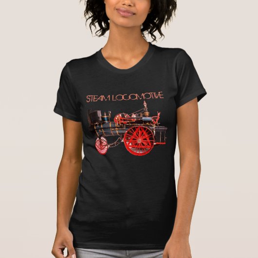 VINTAGES STEAM LOCOMOMOTIVE Red Black T-Shirt (Vorderseite)