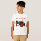 VINTAGES STEAM LOCOMOMOTIVE Red White T-Shirt (Vorne ganz)