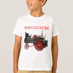 VINTAGES STEAM LOCOMOMOTIVE Red White T-Shirt