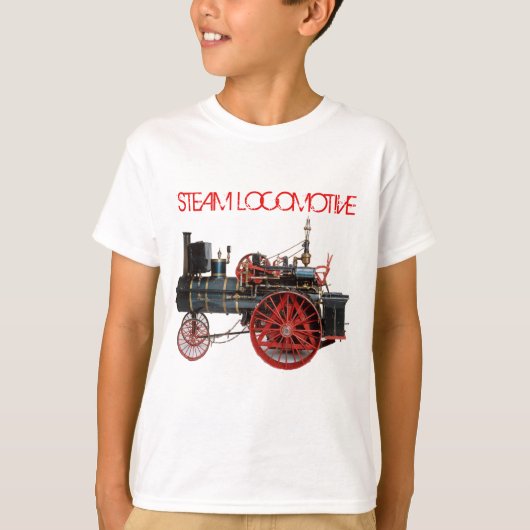 VINTAGES STEAM LOCOMOMOTIVE Red White T-Shirt (Vorderseite)