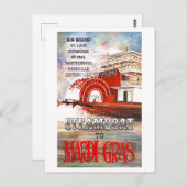 Vintages Steamboat nach Mardi Gras Reiseposter Postkarte (Vorne/Hinten)