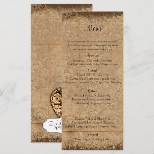 Vintages Steampunk Bride Wedding Menu Menükarte (Vorne/Hinten)