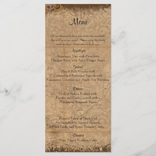 Vintages Steampunk Bride Wedding Menu Menükarte (Vorderseite)