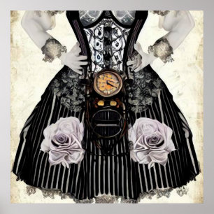 Vintages Steampunk-Korsetts-Kleid Poster