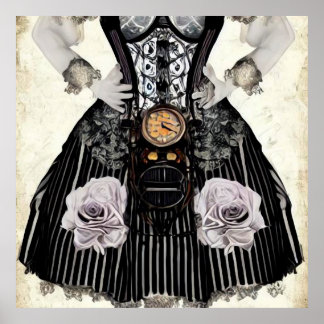Vintages Steampunk-Korsetts-Kleid Poster