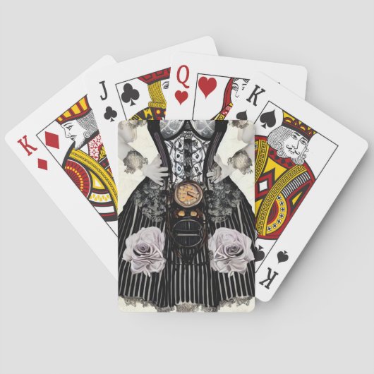 Vintages Steampunk-Korsetts-Kleid Spielkarten (Rückseite)