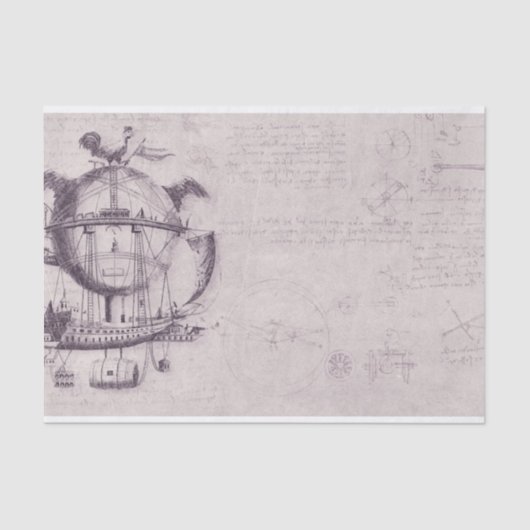 Vintages Steampunk-Luftballon-Muster Altes Schreib Seidenpapier (Vorderseite)