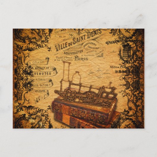 Vintages Steampunk-Papier Postkarte (Vorderseite)