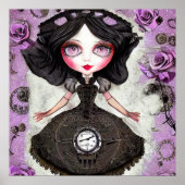 Vintages Steampunk-Uhrenkleippdoll Poster (Vorne)