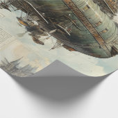 Vintages Steampunk-Zeppelin (7) Gewebepapier Geschenkpapier (Ecke)