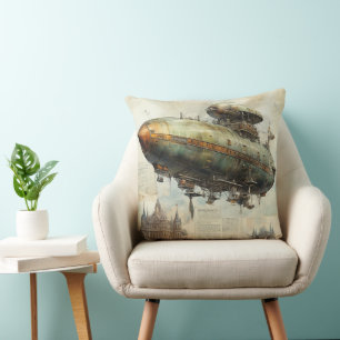 Vintages Steampunk-Zeppelin (7) Gewebepapier Kissen