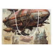 Vintages Steampunk-Zeppelin (8) Gewebepapier Große Geschenktüte (Rückseite)