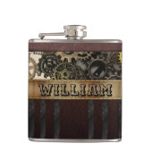 Vintages Steampunkgears-Metallleder Flachmann (Vorderseite)