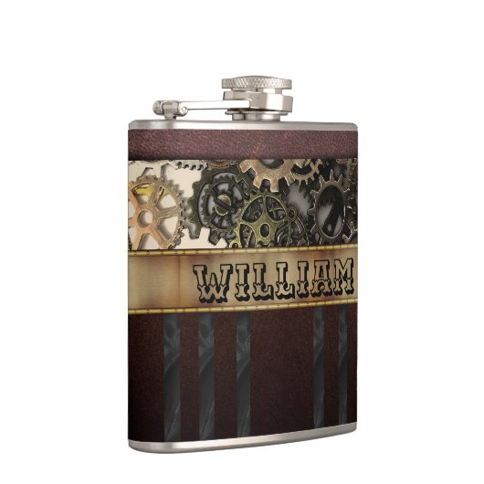 Vintages Steampunkgears-Metallleder Flachmann (Rechts)