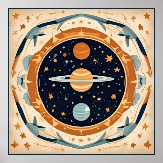 Vintages Stellar-Kinderzimmer, Weltraum, Kosmos, U Poster (Vorne)