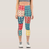 Vintages Steppmuster: Patchwork-Hintergrundmuster. Capri Leggings (Vorderseite)