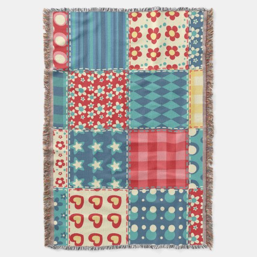 Vintages Steppmuster: Patchwork-Hintergrundmuster. Decke (Vorderseite Vertikal)