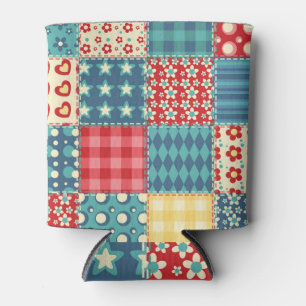 Vintages Steppmuster: Patchwork-Hintergrundmuster. Dosenkühler