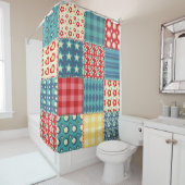 Vintages Steppmuster: Patchwork-Hintergrundmuster. Duschvorhang (Beispiel)