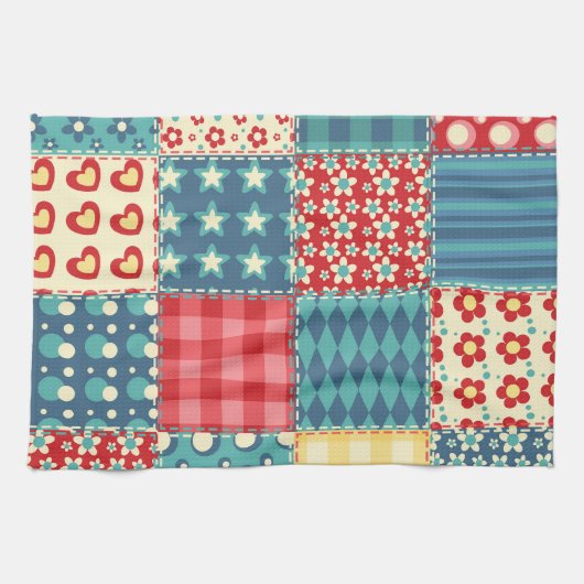 Vintages Steppmuster: Patchwork-Hintergrundmuster. Geschirrtuch (Horizontal)