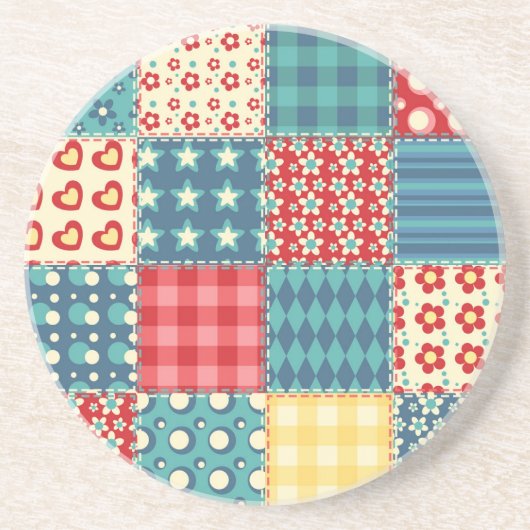 Vintages Steppmuster: Patchwork-Hintergrundmuster. Getränkeuntersetzer (Vorne)