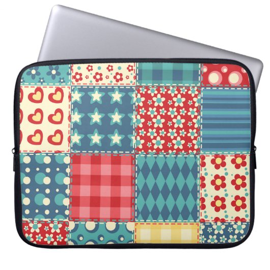 Vintages Steppmuster: Patchwork-Hintergrundmuster. Laptopschutzhülle (Vorderseite)