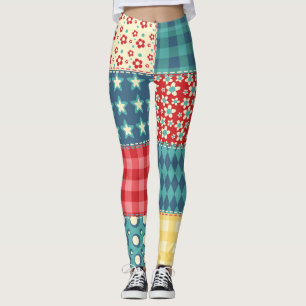 Vintages Steppmuster: Patchwork-Hintergrundmuster. Leggings