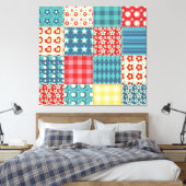 Vintages Steppmuster: Patchwork-Hintergrundmuster. Leinwanddruck (Insitu (Schlafzimmer))