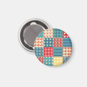 Vintages Steppmuster: Patchwork-Hintergrundmuster. Magnet (Vorderseite/Rückseite)