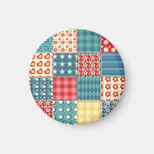Vintages Steppmuster: Patchwork-Hintergrundmuster. Magnet