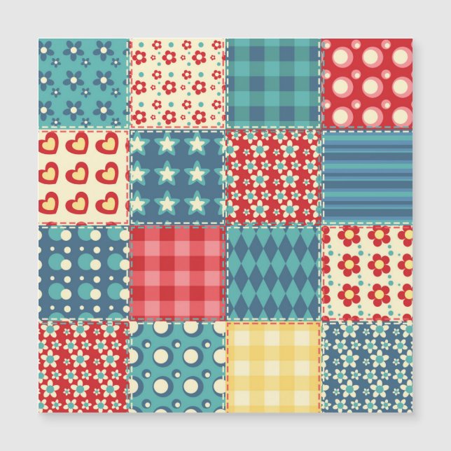 Vintages Steppmuster: Patchwork-Hintergrundmuster. Magnetkarte (Vorderseite)
