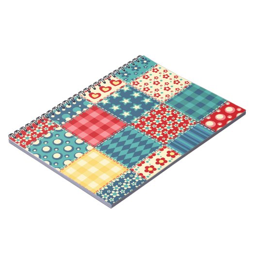 Vintages Steppmuster: Patchwork-Hintergrundmuster. Notizblock (Linke Seite)