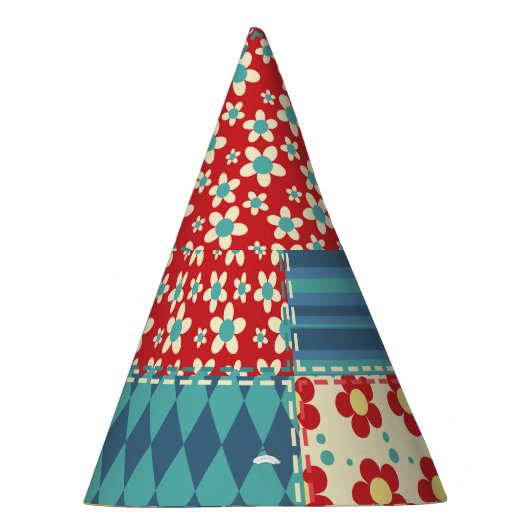 Vintages Steppmuster: Patchwork-Hintergrundmuster. Partyhütchen (Rechts)
