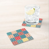 Vintages Steppmuster: Patchwork-Hintergrundmuster. Rechteckiger Pappuntersetzer (Vor Ort)