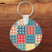 Vintages Steppmuster: Patchwork-Hintergrundmuster. Schlüsselanhänger (Vorderseite)