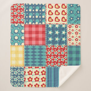 Vintages Steppmuster: Patchwork-Hintergrundmuster. Sherpadecke