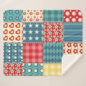 Vintages Steppmuster: Patchwork-Hintergrundmuster. Sherpadecke (Vorderseite (Horizontal))