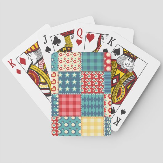 Vintages Steppmuster: Patchwork-Hintergrundmuster. Spielkarten (Rückseite)