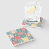 Vintages Steppmuster: Patchwork-Hintergrundmuster. Steinuntersetzer (Seitenansicht)
