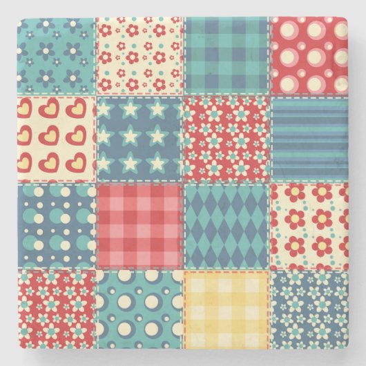 Vintages Steppmuster: Patchwork-Hintergrundmuster. Steinuntersetzer (Vorderseite)