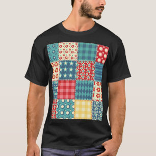 Vintages Steppmuster: Patchwork-Hintergrundmuster. T-Shirt