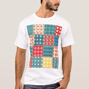 Vintages Steppmuster: Patchwork-Hintergrundmuster. T-Shirt