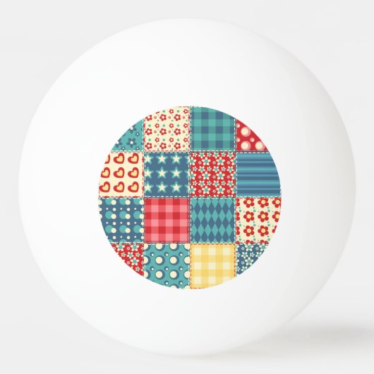 Vintages Steppmuster: Patchwork-Hintergrundmuster. Tischtennisball (Vorderseite)