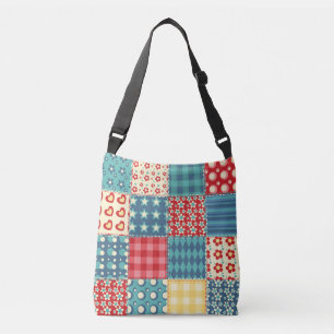 Vintages Steppmuster: Patchwork-Hintergrundmuster. Tragetaschen Mit Langen Trägern