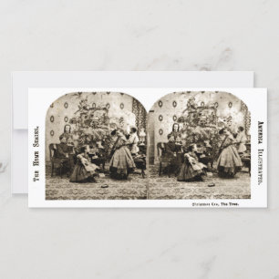 Vintages Stereoview - Heiligabend am Baum Feiertagskarte