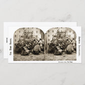 Vintages Stereoview - Heiligabend durch den Baum Feiertagskarte (Vorne/Hinten)